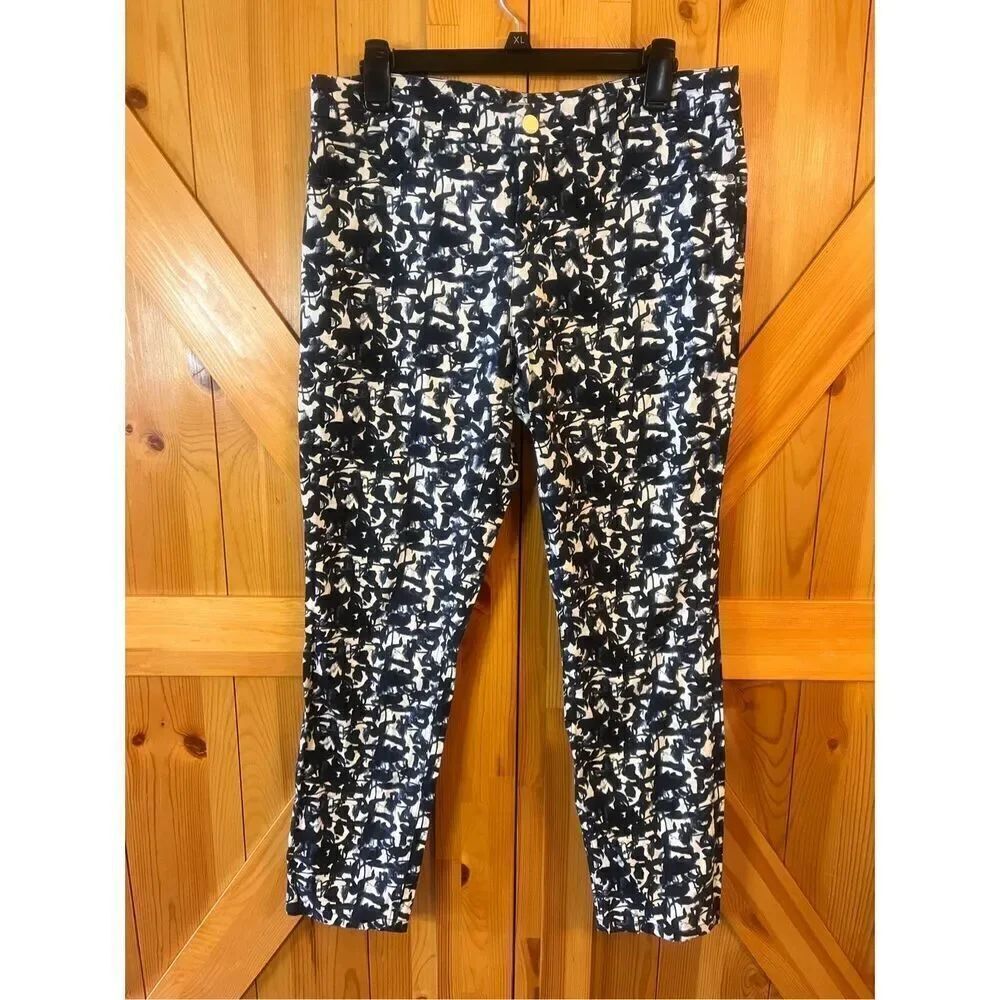 DKNY Women's Blue Patterned Pants Size 10 (4413)